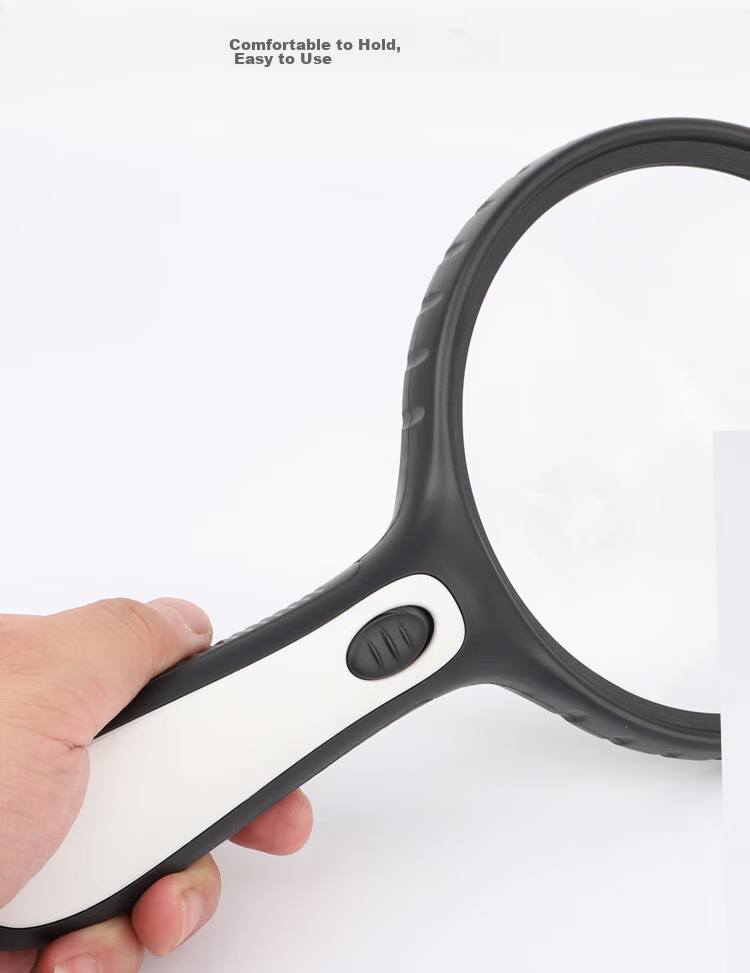 JAJALIN Ultra-Clear High-Magnification Handheld Magnifying Glass for Elderly And Children's Reading, Main Lens 3x Secondary Lens 6x Large Magnifying Surface with LED Light 6
