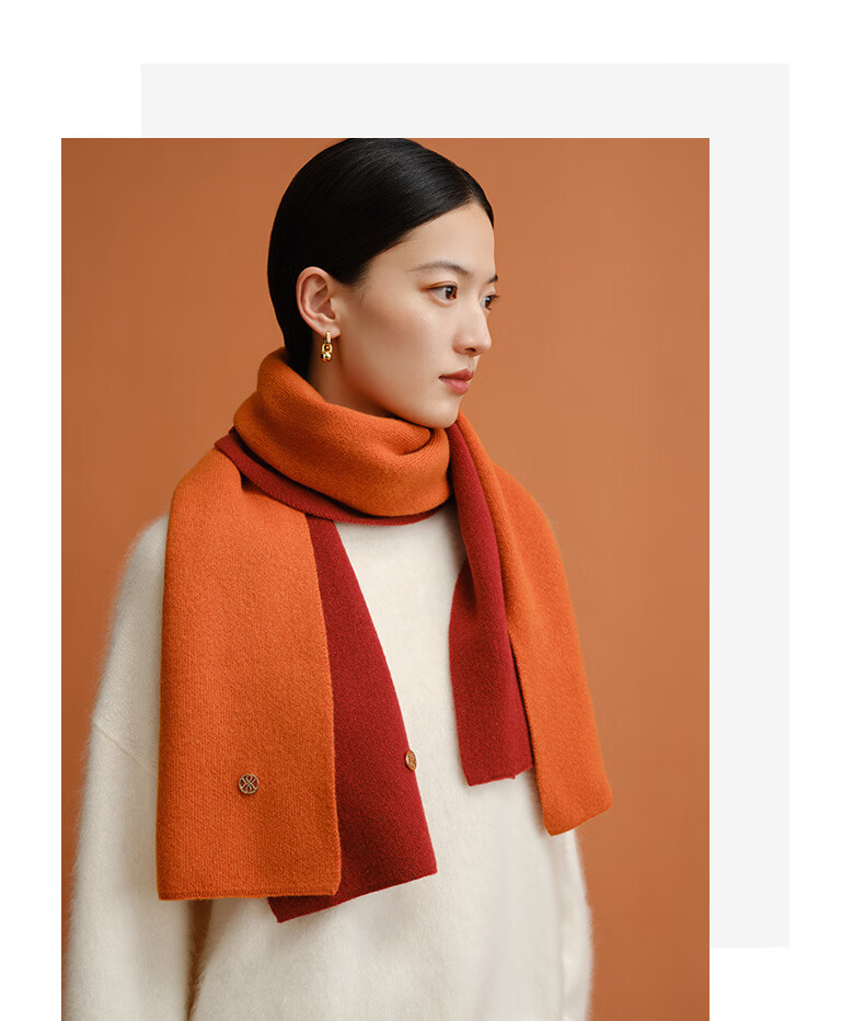 Wanshili WENSLI Pure Wool Scarf for Women, Red Scarf Gift for Elders, Holiday Gift Box Set, "First Meeting" 17
