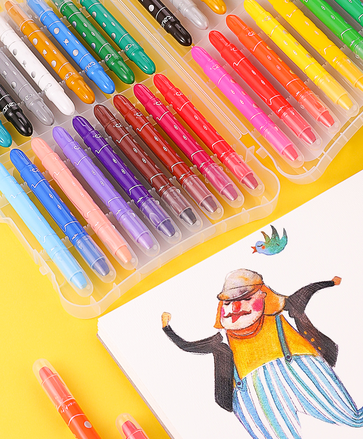 马利(maries)水溶油画棒24色盒装 学生儿童绘画画蜡笔套装 初学者丝