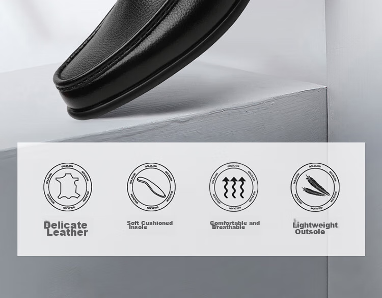 Goldlion Men's Loafers, Leather Shoes, Lightweight Comfortable Slip-On Business Casual Shoes, G521310528AAA, Black, Size 42 3