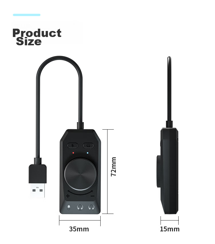 MOGE USB External 7.1 Sound Card, Plug-And for Desktop And Laptop, Independent Gaming Headset Converter, Wired Microphone, USB External Sound Card Converter MC2202 10