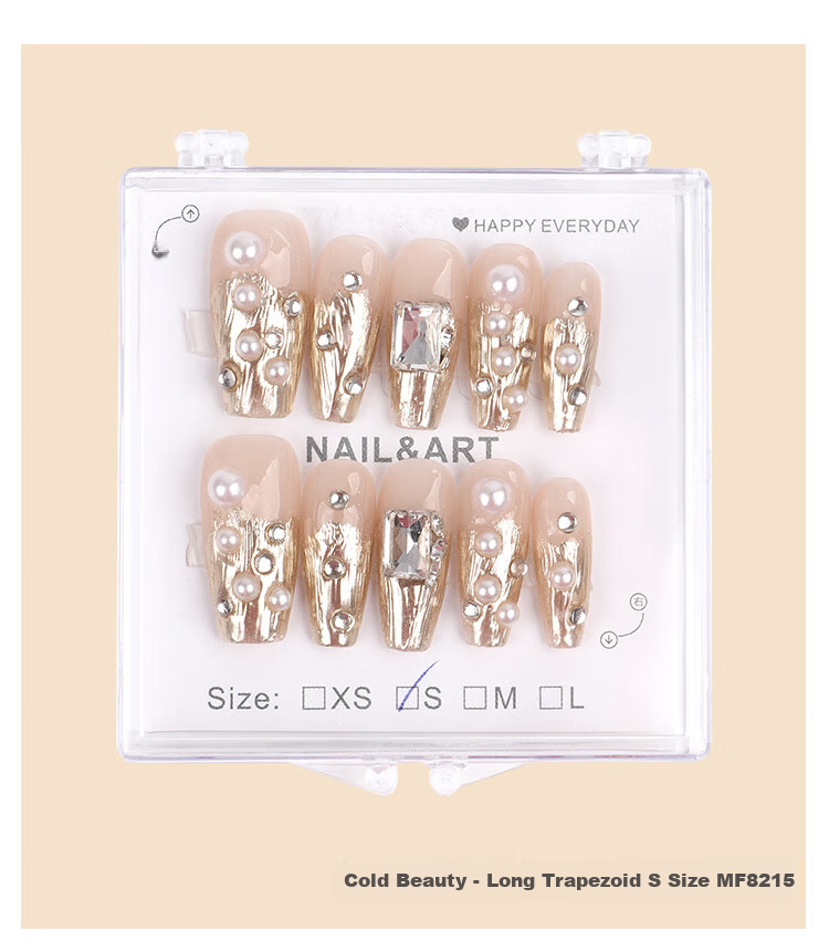 Meifuyu Nail Stickers, Handmade Wearable Nails (Yue Xiaoshan Tea Flower S Size), Long Nail Tips, Gift for Girlfriend, MF8213 30