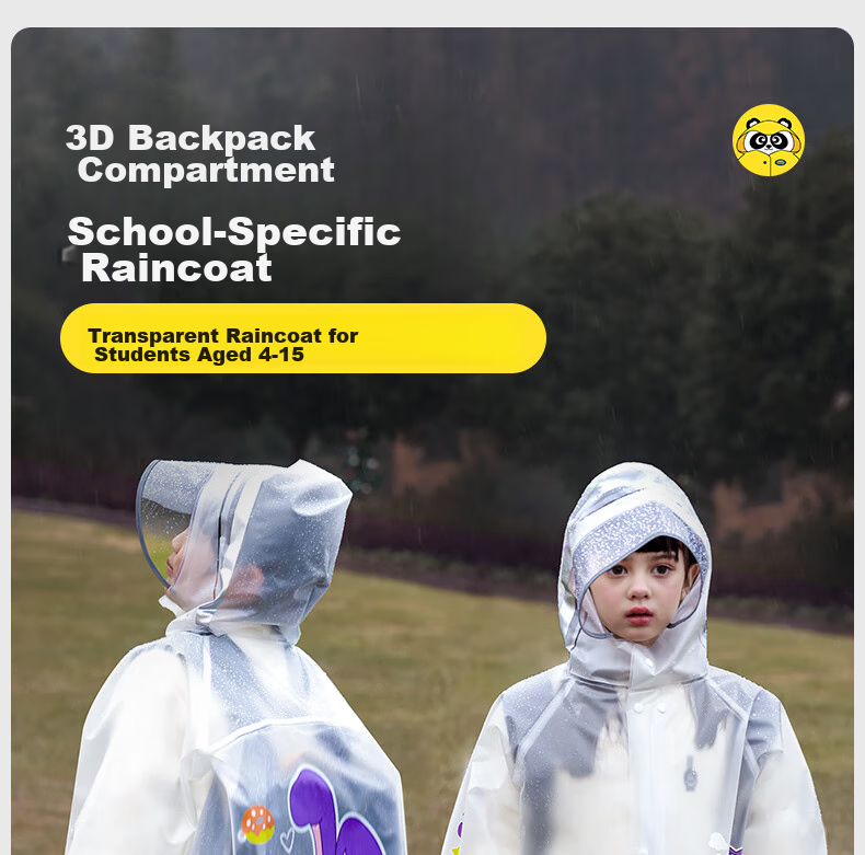 Moremerry Children's Raincoat for Boys And Girls, School Rainwear with Backpack Space, Kindergarten Poncho 2