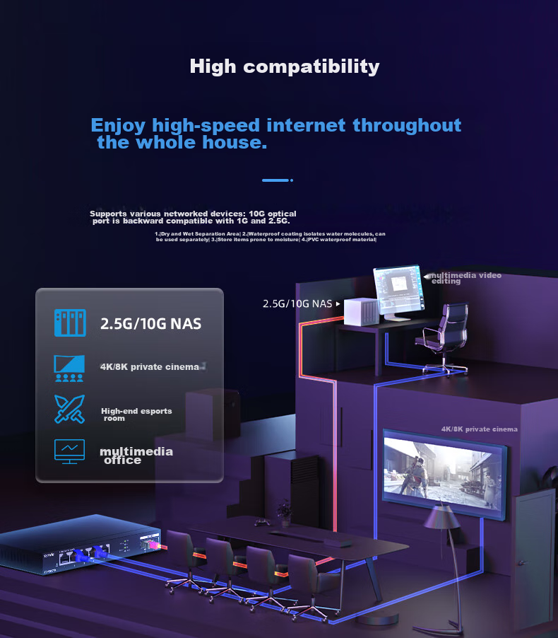 Tenda 8-Port 2.5G Switch + Dual Gigabit SFP+ Ports, Supports VLAN/Link Aggregation, Network Cable Splitter, Compatible with Cat5e/6 Optical Modem NAS SE2010X 7
