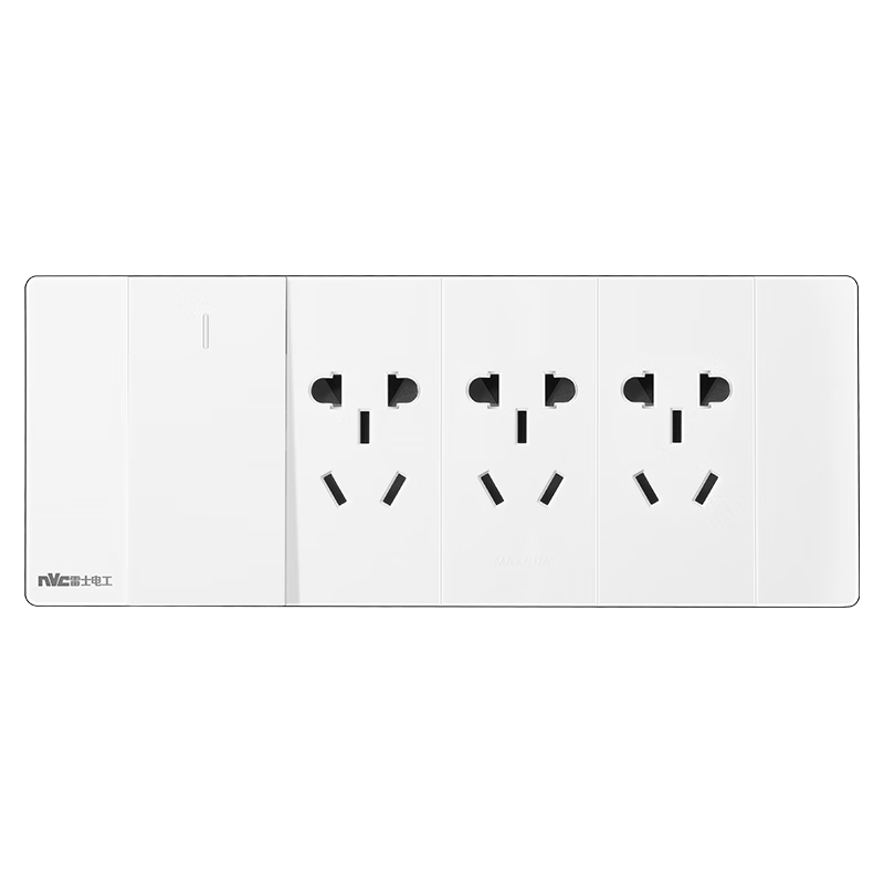 NVC Lighting Electrical Switch Socket One-Gang Single-Control Fifteen-Hole Multi-Function 118 Type Socket Ivory White