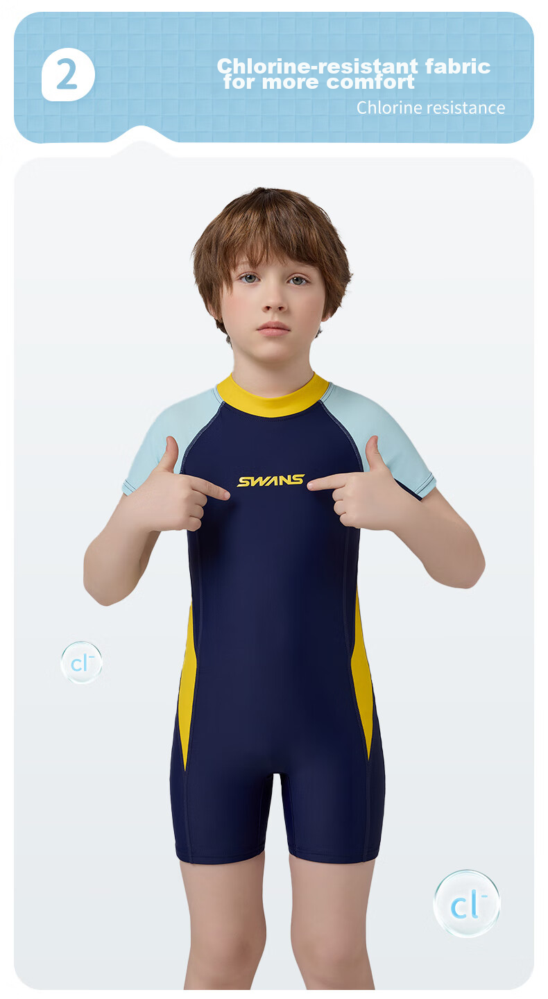 SWANS Children's Swimsuit, Boys' One-Piece Square-Leg Swimwear, Surfing Suit for Older Kids And Toddlers, Swimming Trunks, Size 140 6