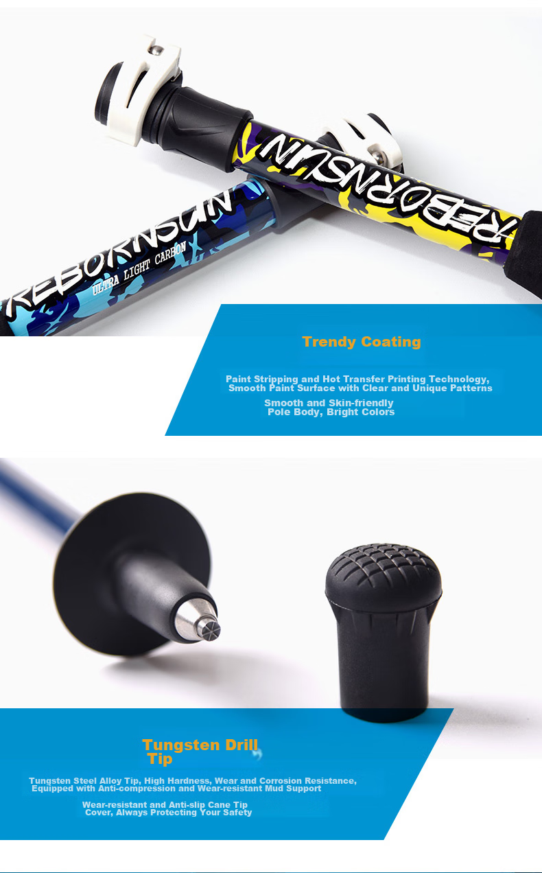 Lubinxun Carbon Fiber Folding Trekking Pole, Ultra-Light Five-Section Pole, Hiking Stick, Mountain Climbing Equipment, Lu Xiaoxi Short Versio 5