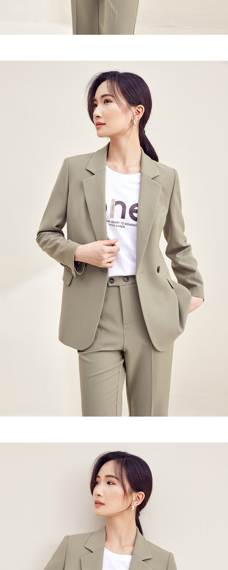 Sentubila Women's Professional Commuter Suit Set Spring Autumn Wrinkle-Resistant Non-Iron Blazer and Pants Two-Piece Interview Business Suit 17
