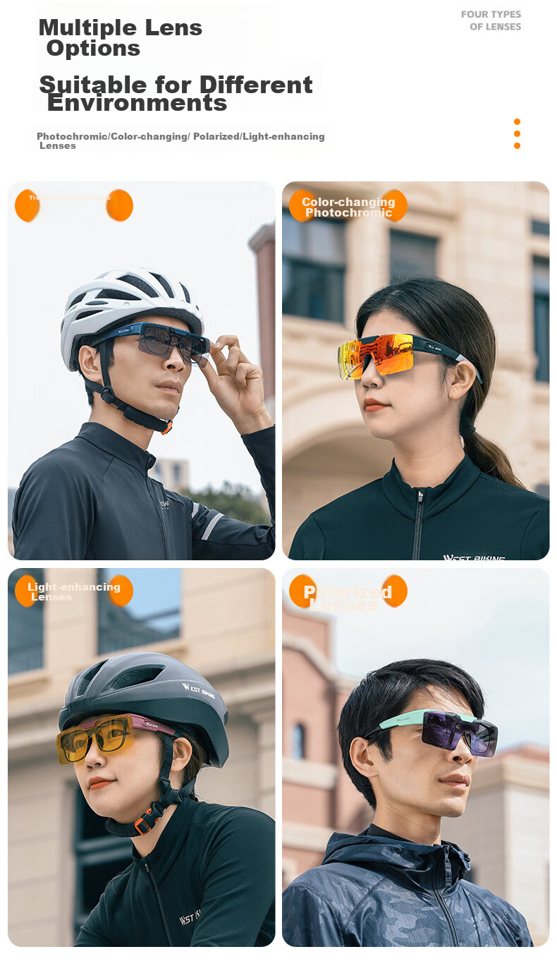 WestBiking Cycling Glasses with Smart Color-Changing Lenses for Nearsightedness, Day And Night Use, Flip-Up Design, Windproof Outdoor Goggles for Men And Wome 4