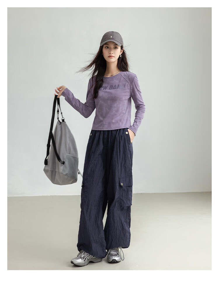 DME Right Shoulder Printed T-Shirt 2025 Spring Autumn Unique Gray Tie-Dye Layered Lightweight Soft Versatile Top 6