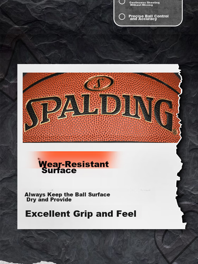 SPALDING Basketball, Size 7 PU, Gold Classic Series, Indoor And Outdoor Use, Professional Competition, Adult Basketball, 76-857Y 4