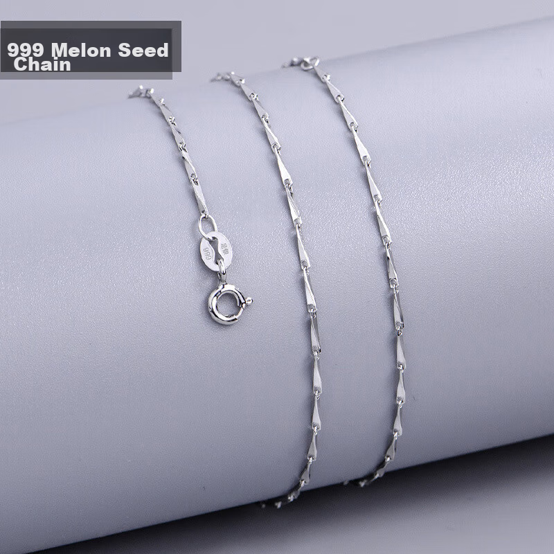 Dijing 999 Sterling Silver Necklace for Women, Single Chain without Pendant, Collarbone Chain, Plain Chain, Simple And Fashionable Jewelry, Birthday Gift for Girlfriend
