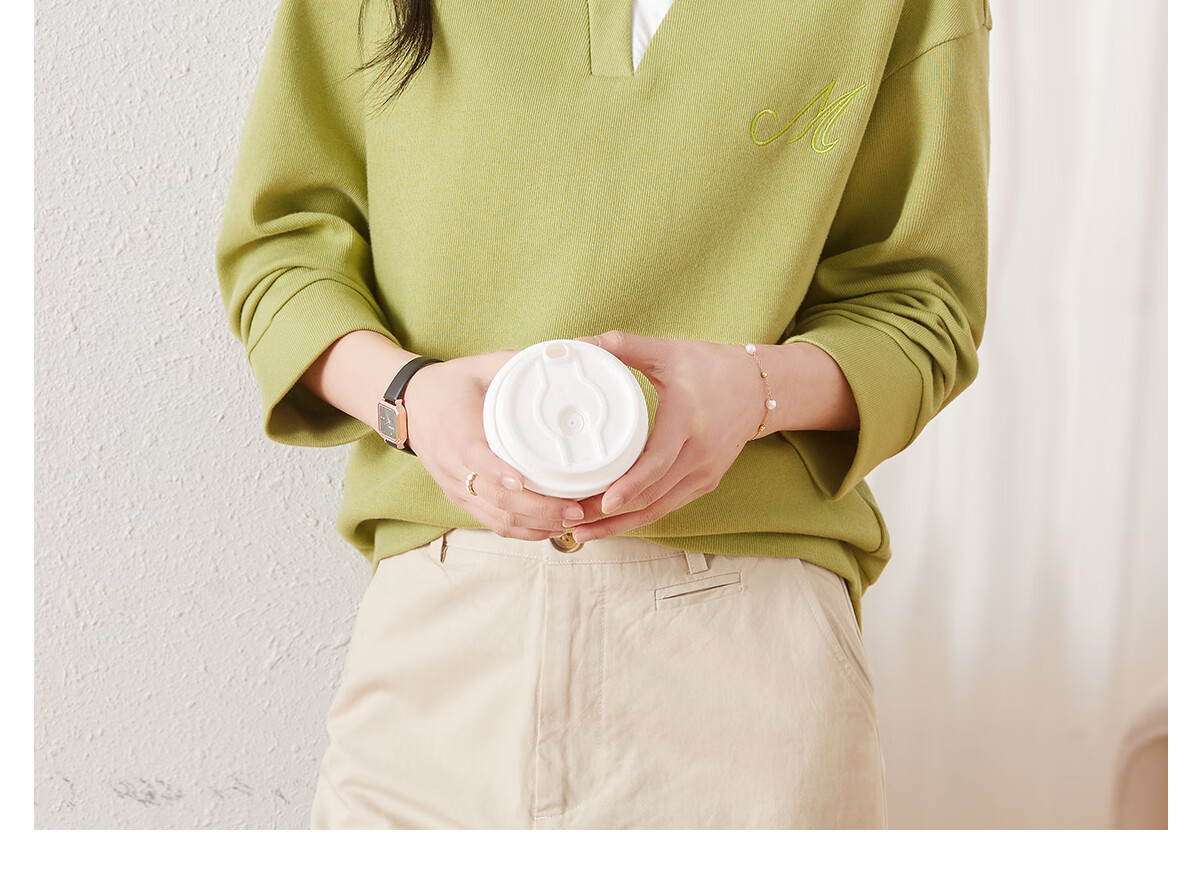 Chushen Women's Autumn And Spring Sweatshirt with Lapel Collar, Contrasting Color Splicing Design, Letter Embroidery, Casual Long-Sleeve Top S13KW1744 10