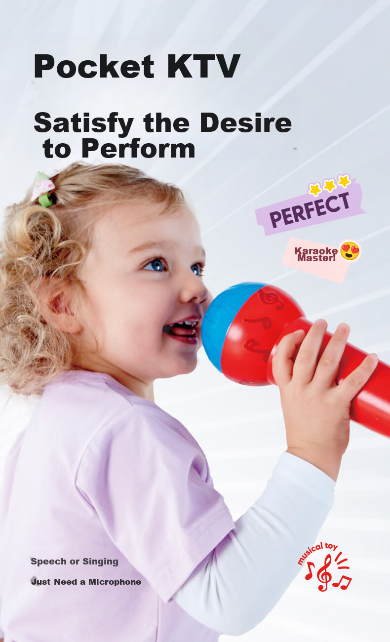 Hape Children's Toy Microphone for Singing And Karaoke, Battery-Free Echo Sound Microphone, Girl's Gift E0337 2