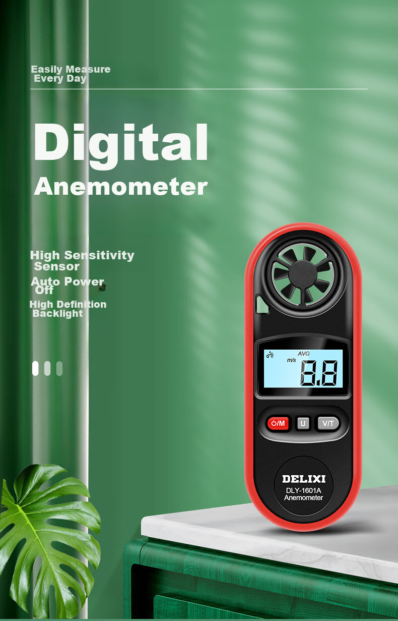DELIXI ELECTRIC Anemometer, High-Precision Wind Speed Measurement Instrument, Air Volume Meter, Wind Speed Sensor, Handheld 2
