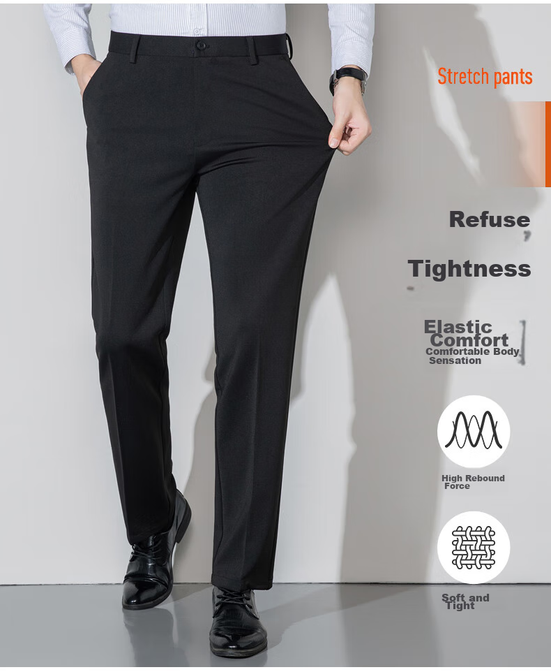 ROMON Men's Dress Pants, Spring And Autumn Professional Business Casual Loose Straight-Leg Trousers, Versatile Long Pants XK903 3