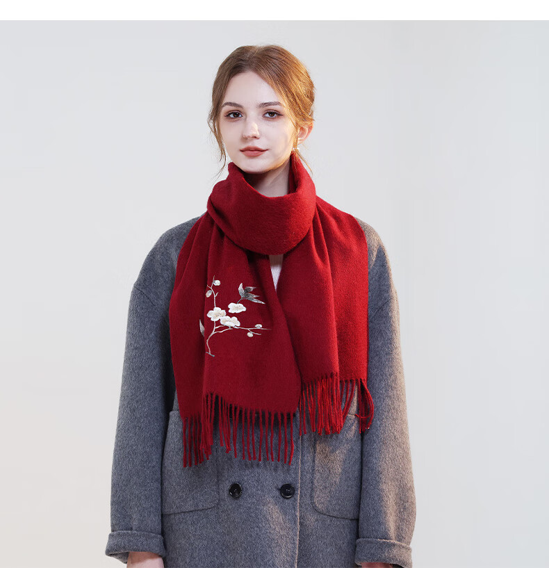 Hangsifu Pure Wool Embroidered Scarf, Neck Warmer, Outer Wrap Shawl, Autumn And Winter Warm Cloak, Birthday Gift Box for Mothers And Wome 16