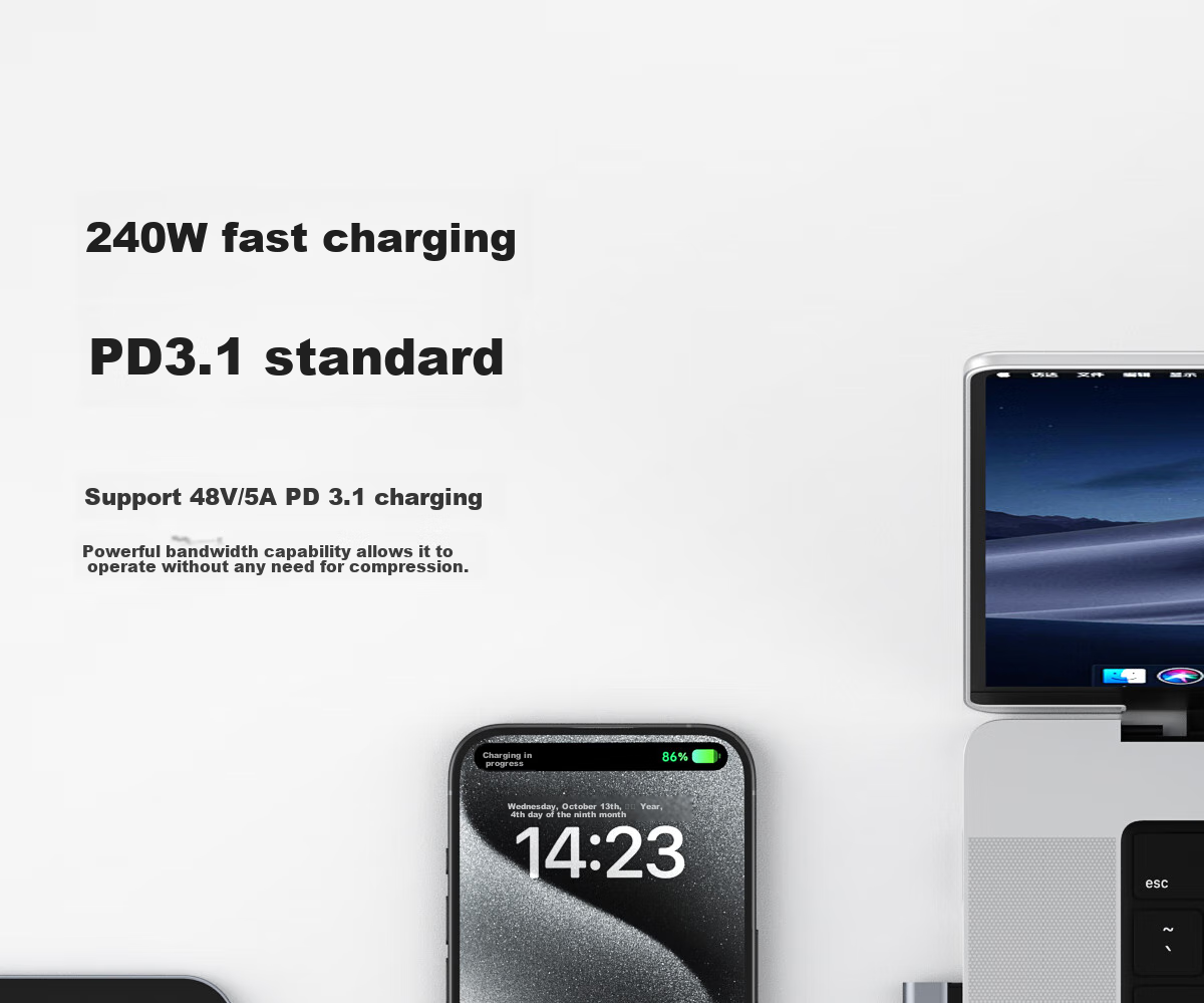 Hagibis USB4 Data Cable, Fully Compatible with Thunderbolt 4 Video Cable, Dual-Head Type-C Fast Charging PD240W Charging Cable, 40Gbps, Suitable for IPhone 17, Mobile Phones And Laptops 6
