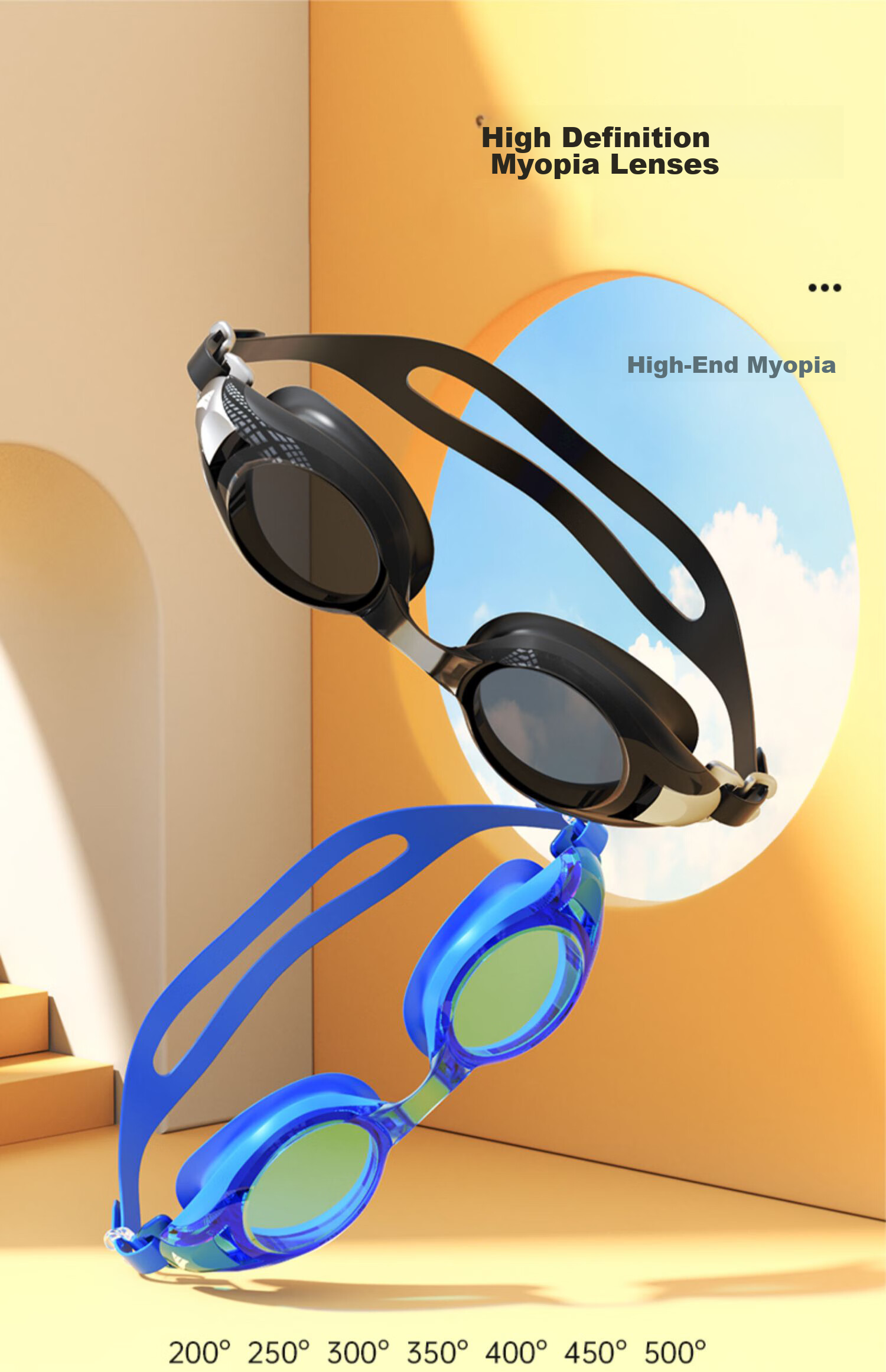 View Nearsighted Swimming Goggles, Waterproof, 10x Anti-Fog, High Definition, for Men And Women, Diving Equipment, Swimming Glasses V580ASA-200 Degrees 16