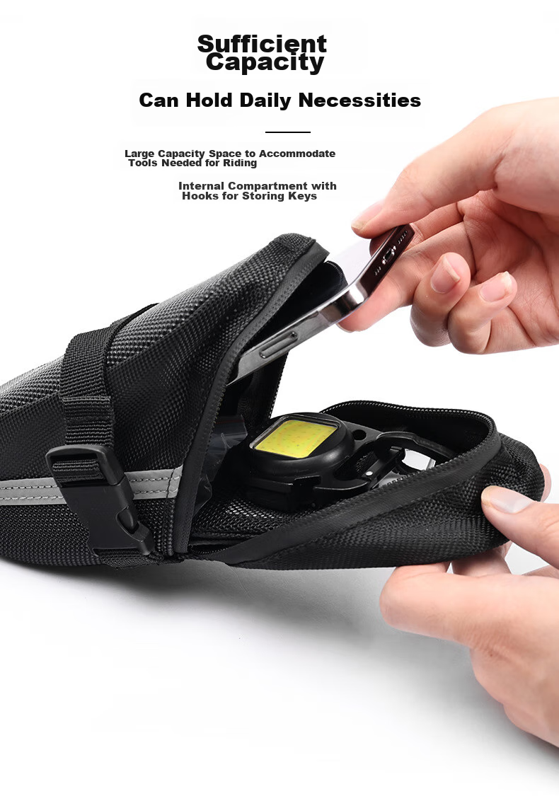 BIKEBROS Bicycle Saddle Bag, Tail Bag, Seat Cushion Bag, Mountain Bike Road Bike Cycling Bag, Bicycle Saddle Tail Bag Equipment, Black 3
