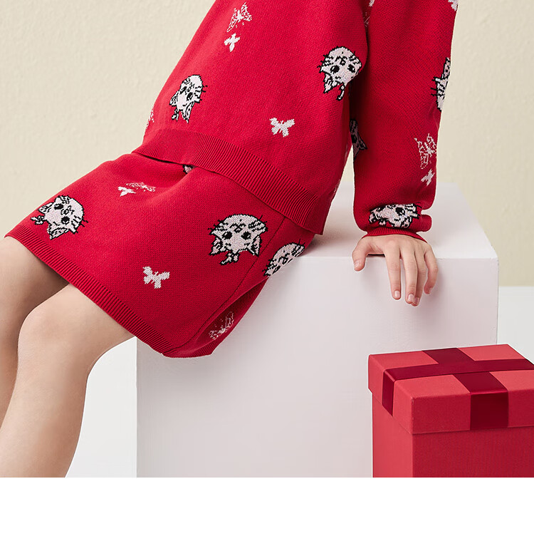 DISNEY Children's Girls' Outfit Set, Dress with Thick Sweater, Red New Year's Outfit, Winter 2023 DB331TE16, Bright Red, Size 110 5