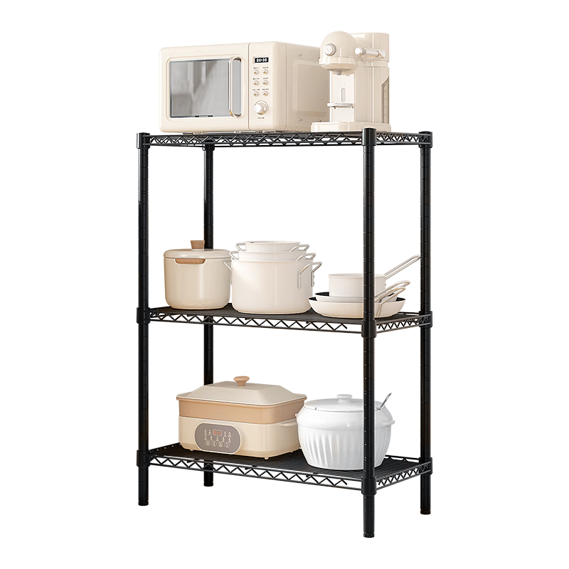 Chuanjing Kitchen Storage Rack, Floor-Standing Three-Tier Storage Shelf, Multifunctional Iron Art Storage Rack, Household Shelving Unit, Flower Stand, Small Bookshelf
