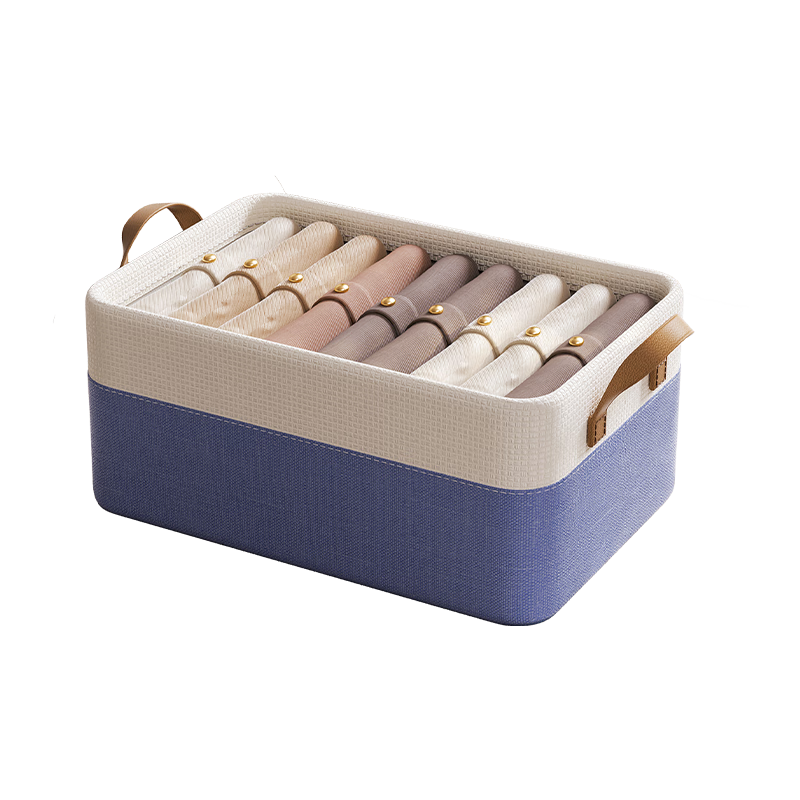 Bangnimeijia Foldable Clothes Storage Box, Wardrobe Organizer, Large Size, Drawer-Style with Handle, Waffle Patter