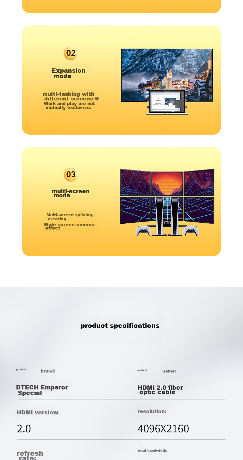 DTECH Fiber Optic HDMI Cable Version 2.0, 4K60Hz, for Engineering And Renovation, Connecting Computer Set-Top Box to TV, Monitor, Projector, Home Use, 3D High-Definition Cable, 10 Meters, DT-HF2010 16