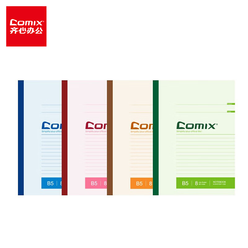 COMIX 12-Pack B5 40-Page Wirebound Soft Cover Notebooks, Office Supplies Work Journals Exercise Books Student Stationery Mixed Colors C4508