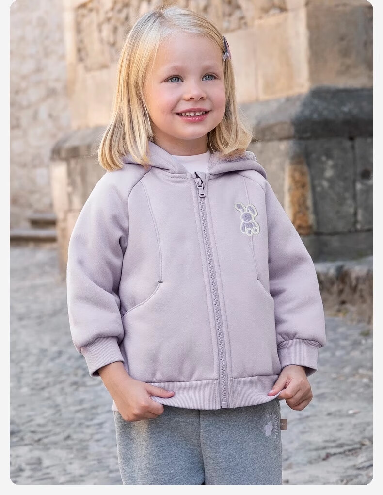 DAVE & BELLA Kids Autumn Jacket Fleece Lined Casual Hoodie for Boys and Girls Baby Hooded Clothing 3