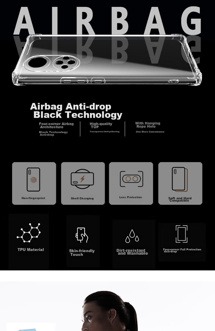 ESCASE Huawei Nova 9 Phone Case, Hi Nova 9 Protective Cover, TPU Full Coverage Transparent Soft Case, Airbag Shockproof Case for Men And Women (With Lanyard Hole), Upgraded Transparent White Versio 2