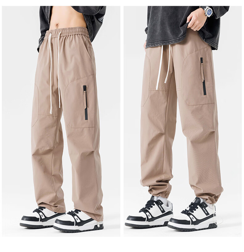 Dingfengbaoluo American-Style Functional Cargo Pants for Men, Summer Versatile Loose-Fit Trendy Outdoor Hiking Casual Trousers DFK35 Apricot Color 2XL 19