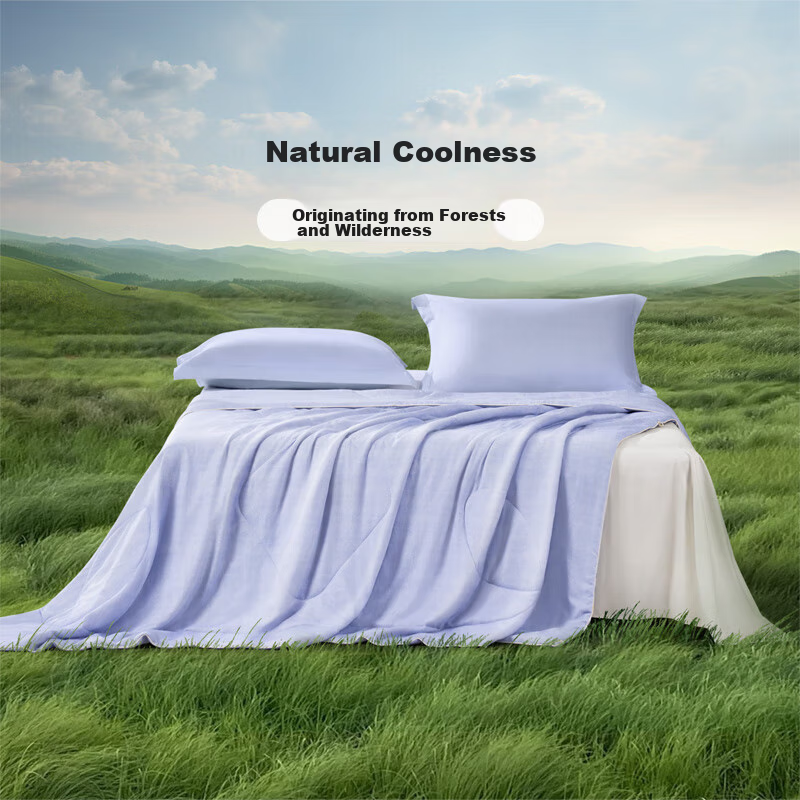 FUANNA Summer Cooling Quilt, 30% Soy Fiber Air Conditioning Blanket, Machine Washable, Bare Sleeping Cool-Feeling Quilt, Thin Summer Comforter Core, 203x229cm