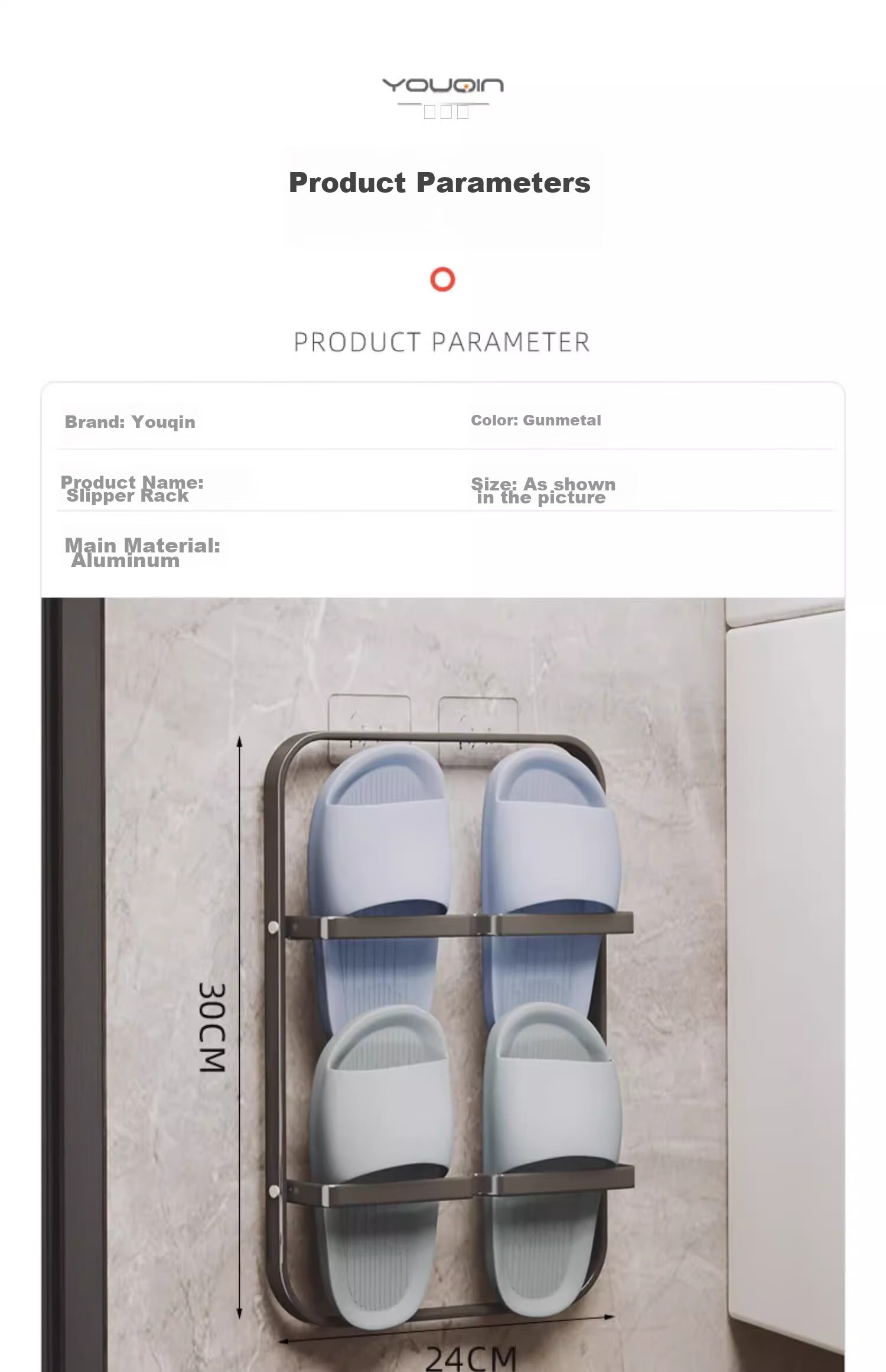 YOUQIN Bathroom Slipper Rack, No Drilling Required, Toilet Storage Shelf, Shoe Organizer, Wall-Mounted, Behind-Door, Water-Draining Hanger 11