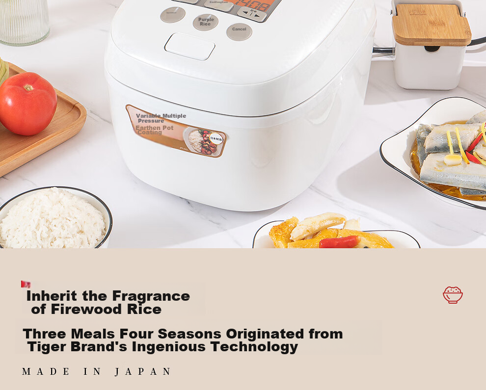 TIGER Rice Cooker Pro Smart Variable Pressure IH Japanese Imported Earthenware Coated Pressure Rice Cooker for 2-3 People, Glossy White, 3L, JPT-H10C 6
