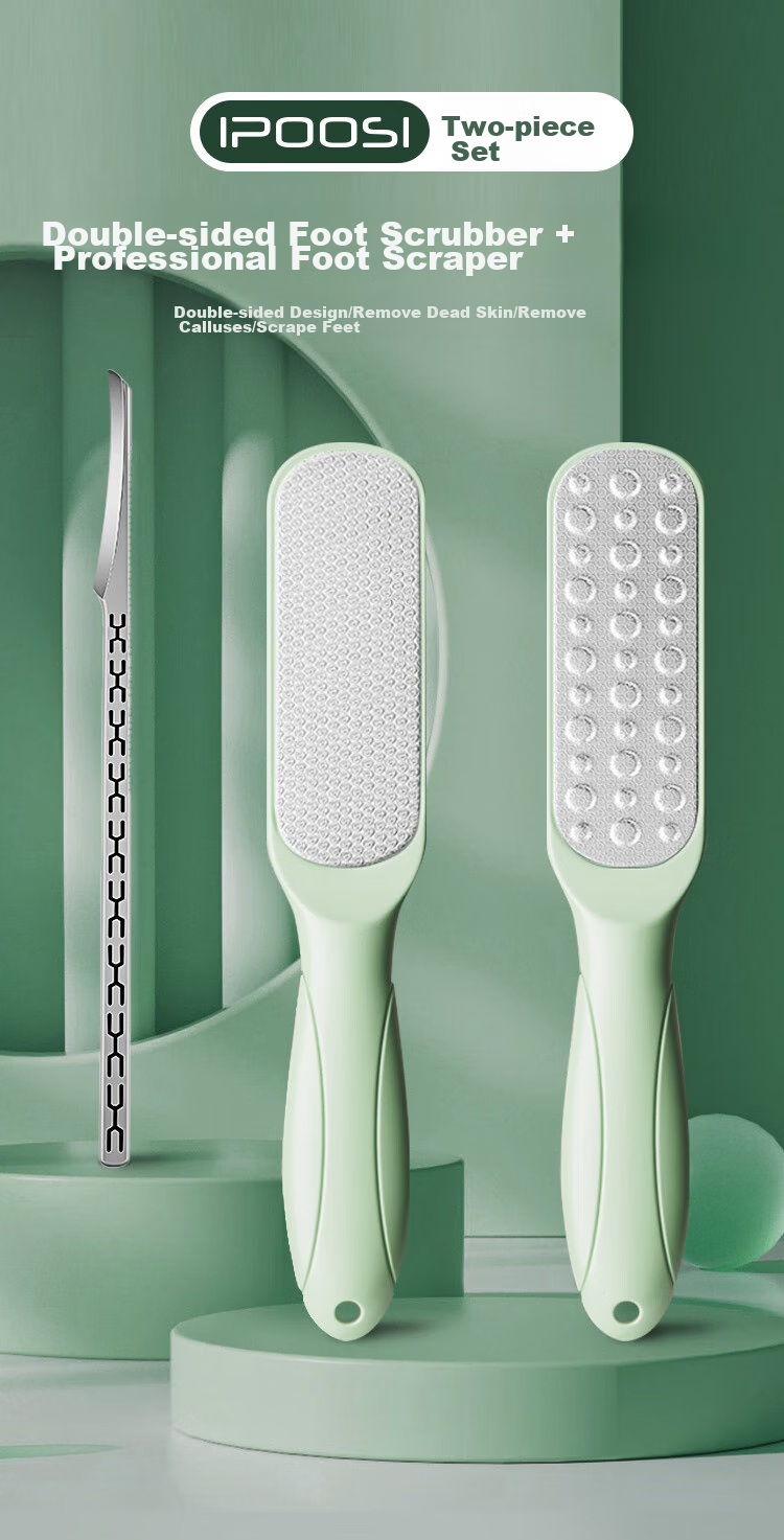 Baoshi Foot Scrubber And Pumice Stone Set, 2-Piece Kit for Removing Dead Skin And Calluses, Home Pedicure Tools, Durable Foot Care Device 1