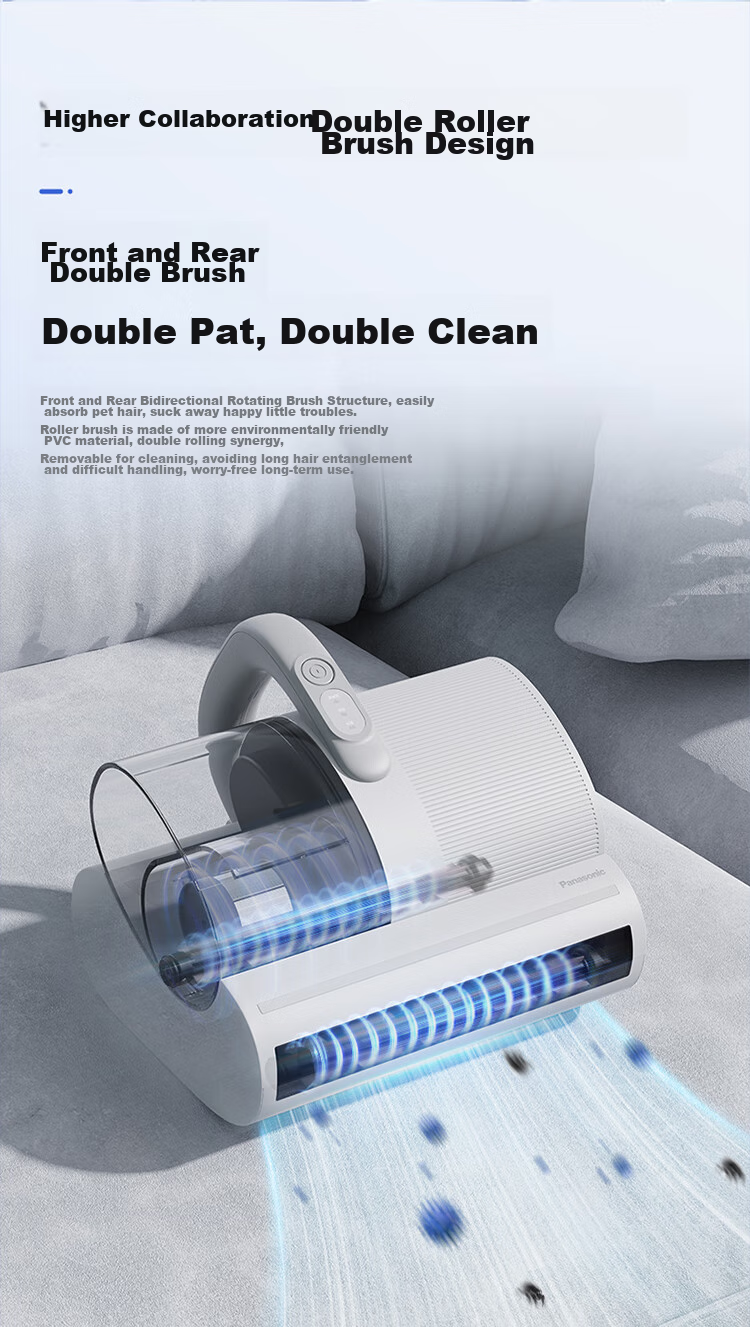 Panasonic [Cleaning Wonder] Ultrasonic Mite Remover, Bed Vacuum Cleaner for Home Use, High Suction Power, UV Sterilization, Hot Air Dehumidification, Dual Roller Brushes, Dual Beating Blades, Dual Cups MC-DC20W 8