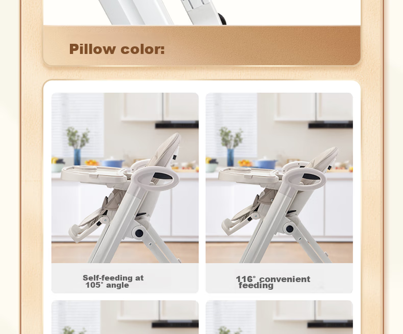 YEEHOO Children's Dining Chair, Multifunctional Foldable Portable Baby High Chair, Mobile Eating Chair for Infants 9