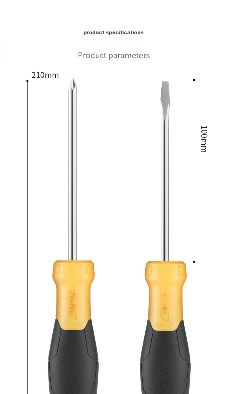Deli Rubber Handle Screwdriver Set with Phillips And Flathead Bits, Magnetic Screwdriver Repair Tools, 2-Piece Set 7