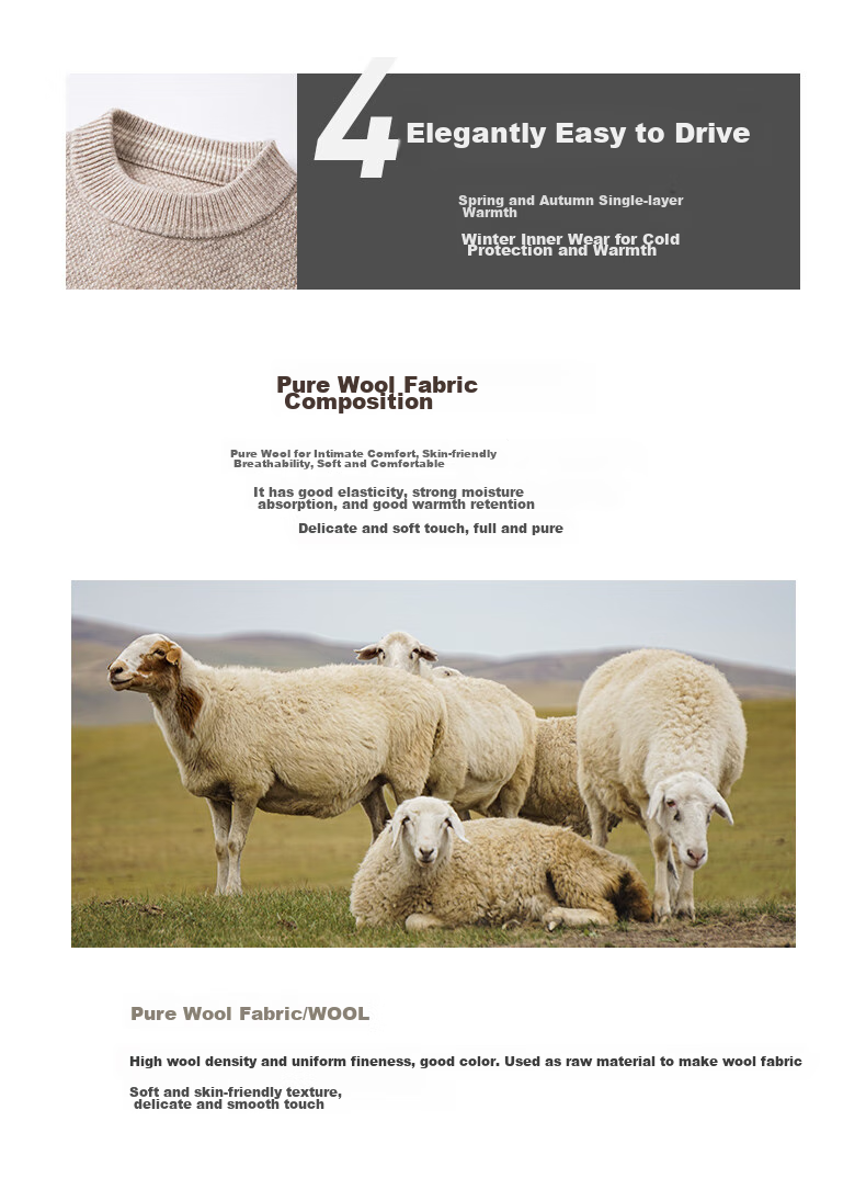 FIRS 100% Wool Sweater for Men [Thickened Version], Winter Warm Round Neck Pullover Knit Base Layer, Men's Clothing 4