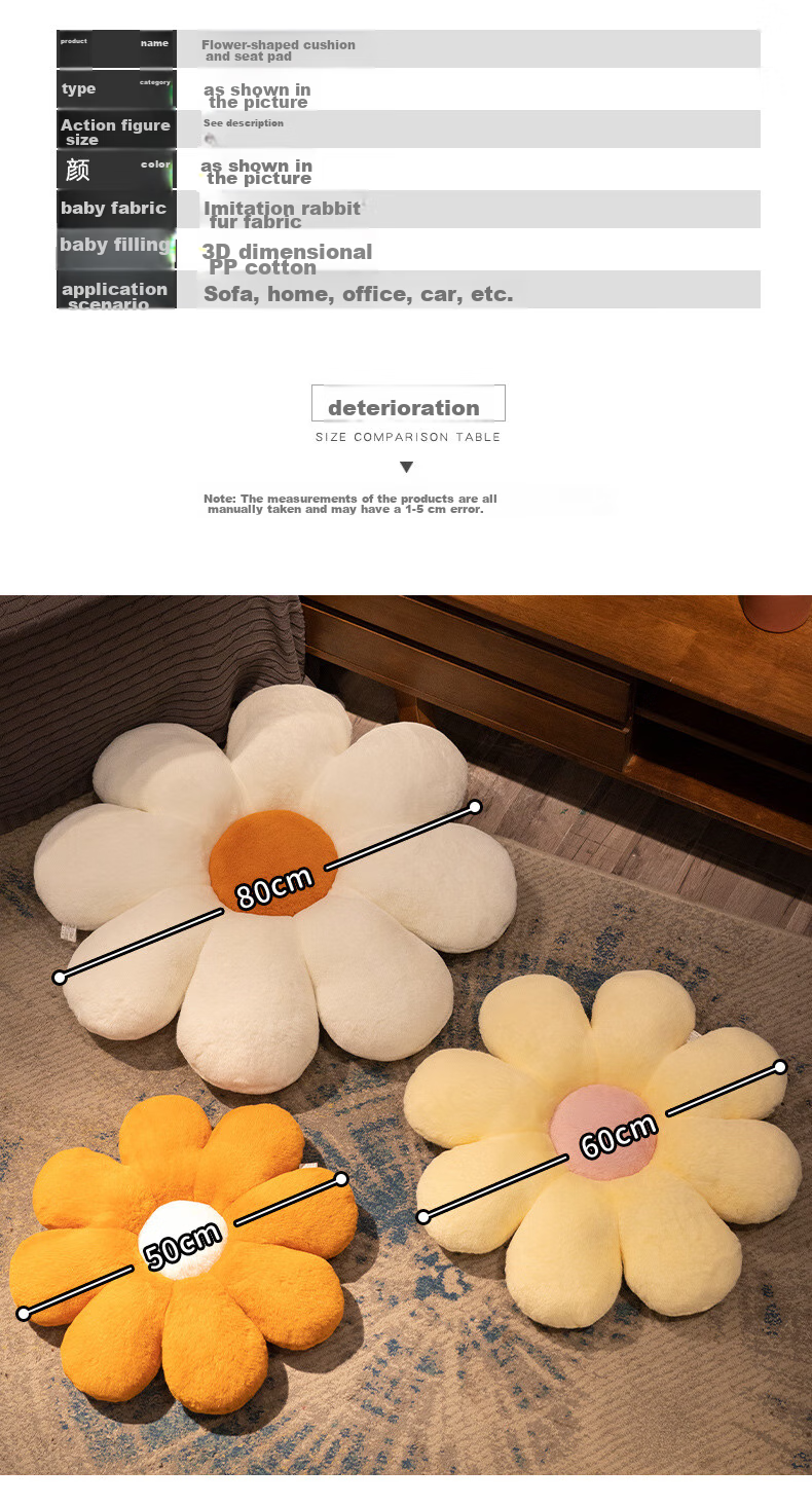 Fanyejia Chair Cushion, Instagram-Style Sunflower Pillow, Sofa Living Room Cushion, Bay Window Backrest, Car Seat Cushion, Practical Gift 6
