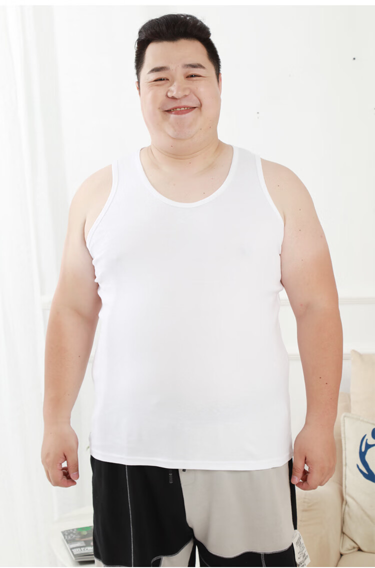 Hengyuanxiang [100% Pure Cotton Plus Size Tank Top] Men's Antibacterial Plus Size Undershirt Camisole Sleeveless Sports Undershirt 9