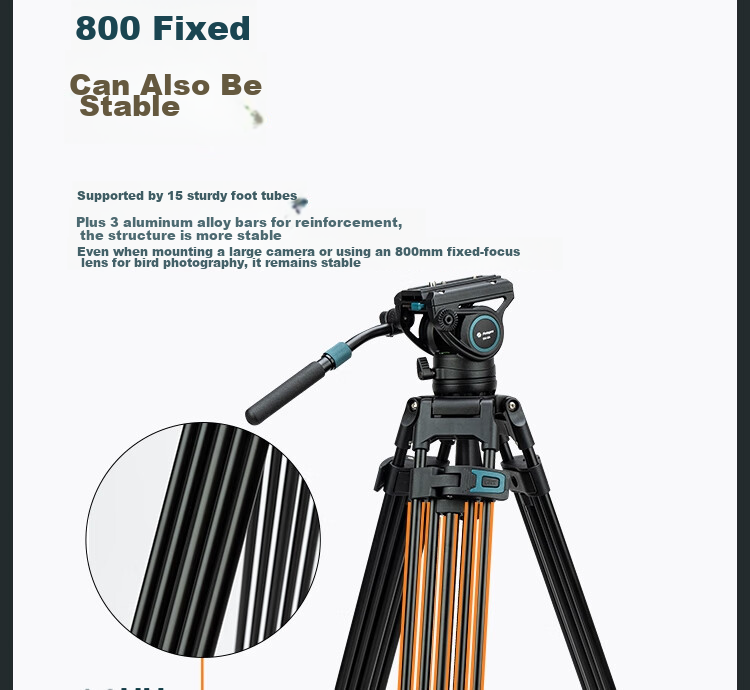 Fotopro DV-3C Upgraded Version, 1.8-Meter Video Shooting And Recording Camera, Mirrorless Camera Hydraulic Head, Carbon Fiber Tripod 7