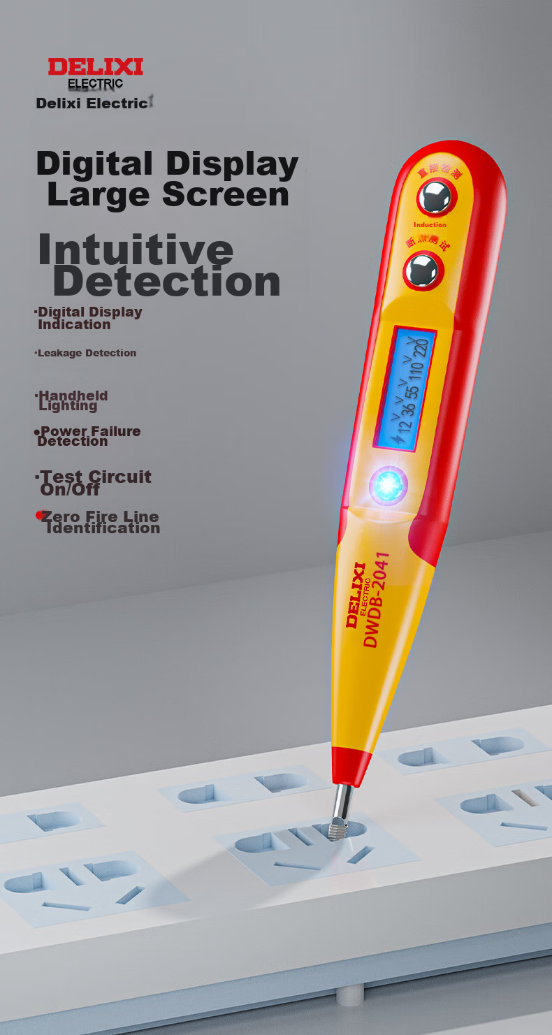 DELIXI Electrician's Voltage Tester, Specialized for Household Wire Testing, Multi-Functional Voltage Detector Pen for Checking Breaks And Points 1