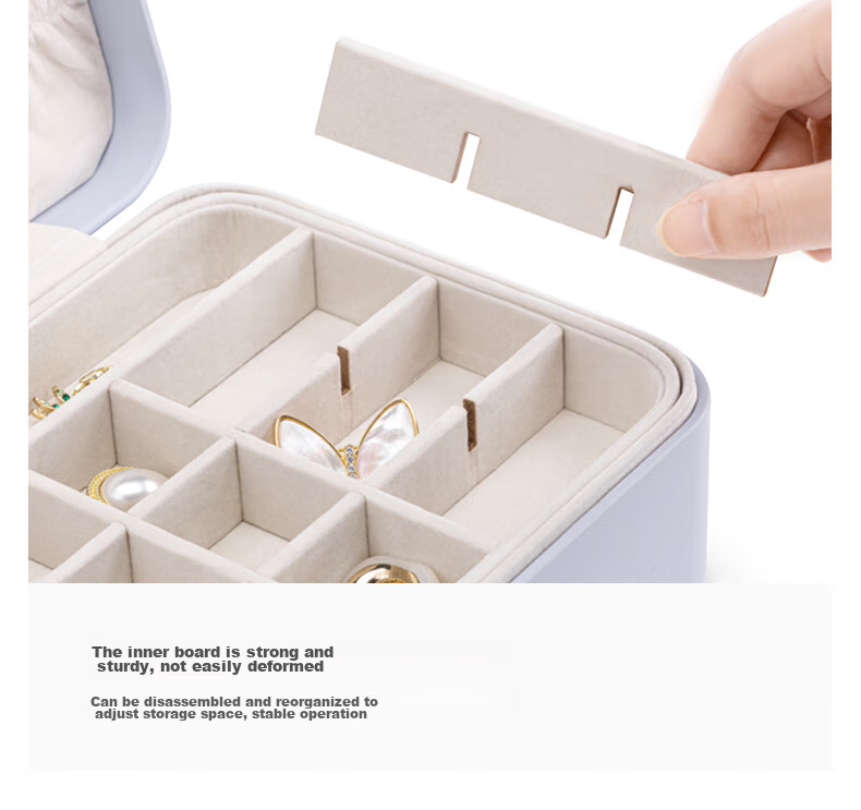 VLANDO Portable Double-Layer Lockable Jewelry Box, Travel Anti-Oxidation Earring Necklace Storage Box, High-End Luxury Mid-Autumn Festival Gift 13