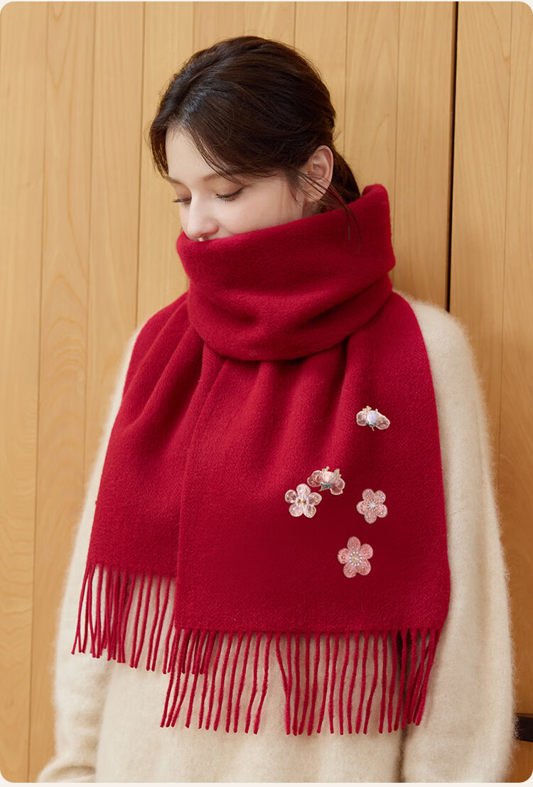 JIUMU Pure Wool Scarf for Women, Autumn And Winter Neck Warmer, Warm Shawl, Gift for Women And Mothers, Mid-Autumn Festival Birthday Gift Box Set 24