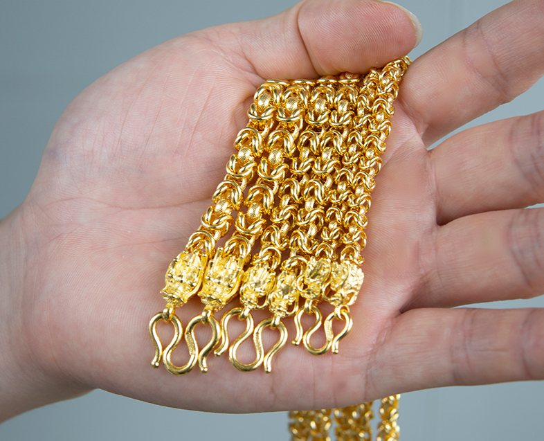 金传九世黄金项链男足金999霸气龙头金项链实心男士泰国四方龙骨链