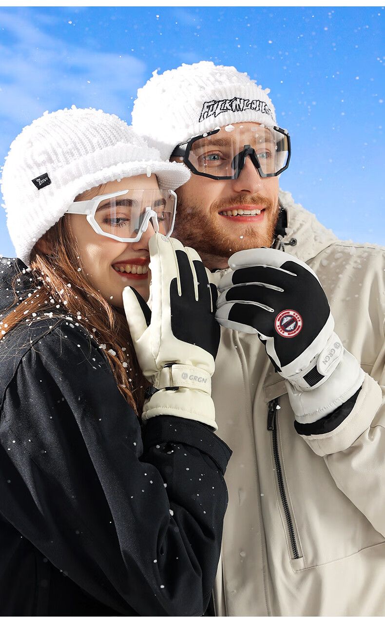 GRGN Gloves for Men And Women, Outdoor Winter Warm Cycling Windproof Fleece-Lined Thick Touchscreen Waterproof Cotton Ski Gloves for Winter 7