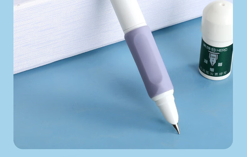 HERO P320 Fountain Pen, Xingqi Cang Ergonomic Push-Button Fountain Pen for Third Grade Elementary School Students' Handwriting Practice, Iridium Nib, Starlight Blue, EF Extra Fine Nib 18