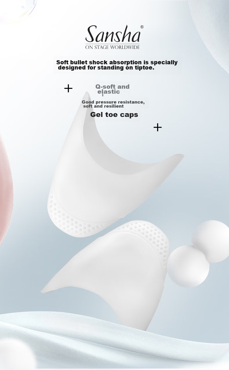 Sansha Ballet Pointe Shoes, Ultra-Soft Gel Toe Protectors, Honeycomb-Shaped Toe Protection Covers, Comfortable 1